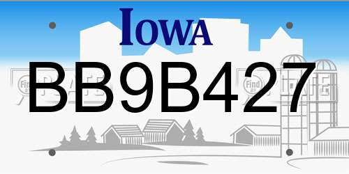 BB9B427 Iowa License Plate
