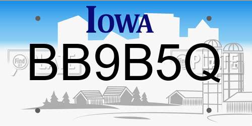 BB9B5Q Iowa License Plate