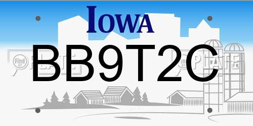 BB9T2C Iowa License Plate