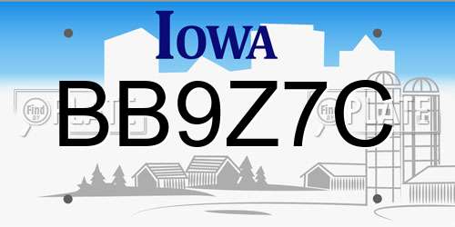 BB9Z7C Iowa License Plate