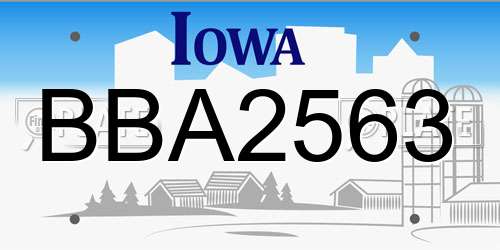 BBA2563 Iowa License Plate