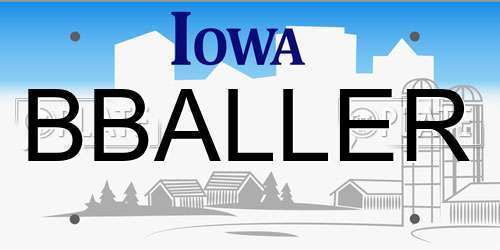 BBALLER Iowa License Plate