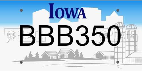 BBB350 Iowa License Plate