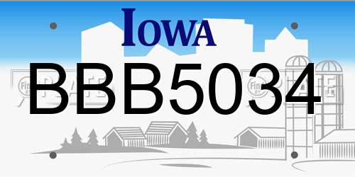 BBB5034 Iowa License Plate