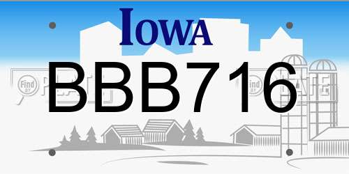 BBB716 Iowa License Plate