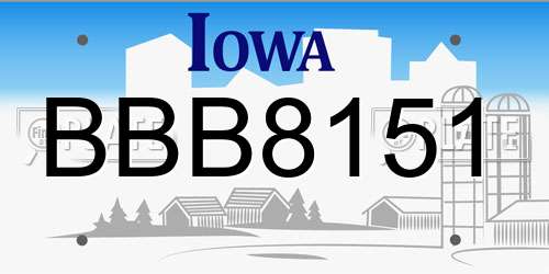 BBB8151 Iowa License Plate