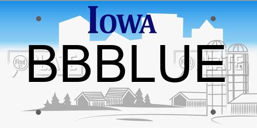 BBBLUE Iowa License Plate