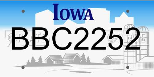 BBC2252 Iowa License Plate