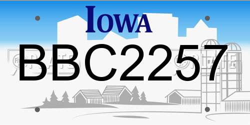 BBC2257 Iowa License Plate