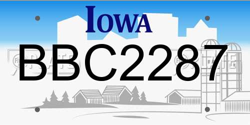 BBC2287 Iowa License Plate