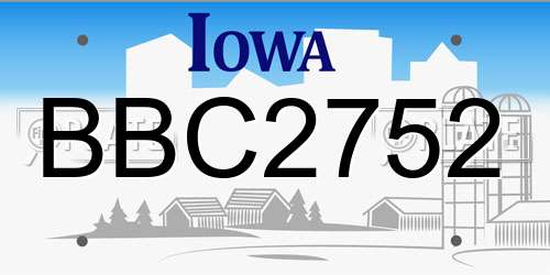 BBC2752 Iowa License Plate