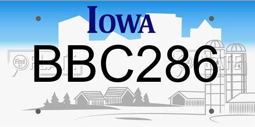BBC286 Iowa License Plate