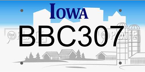 BBC307 Iowa License Plate
