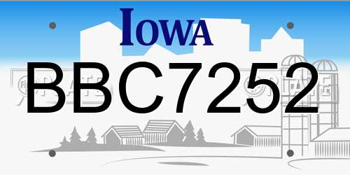 BBC7252 Iowa License Plate