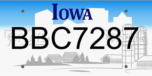 BBC7287 Iowa License Plate