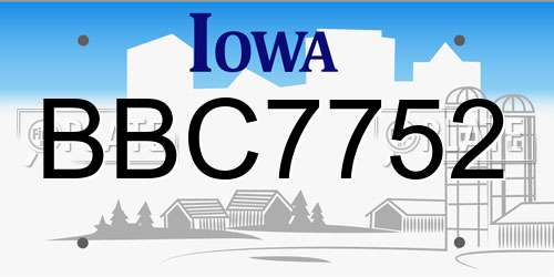 BBC7752 Iowa License Plate