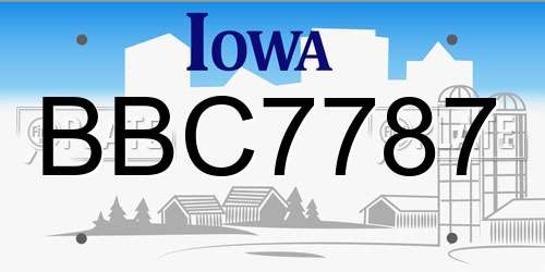 BBC7787 Iowa License Plate