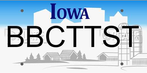 BBCTTST Iowa License Plate
