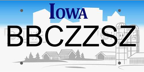 BBCZZSZ Iowa License Plate