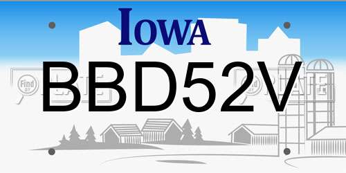BBD52V Iowa License Plate