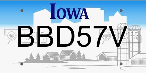 BBD57V Iowa License Plate