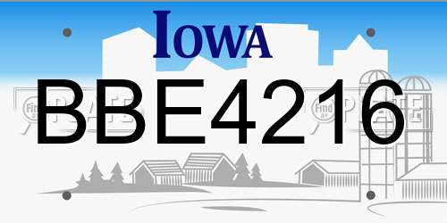 BBE4216 Iowa License Plate