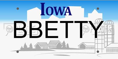 BBETTY Iowa License Plate