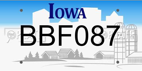 BBF087 Iowa License Plate