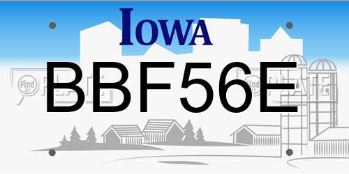BBF56E Iowa License Plate