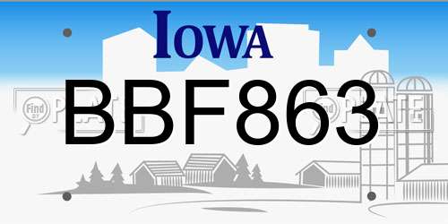 BBF863 Iowa License Plate