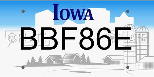 BBF86E Iowa License Plate
