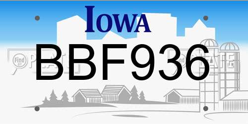 BBF936 Iowa License Plate
