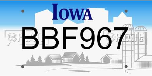 BBF967 Iowa License Plate