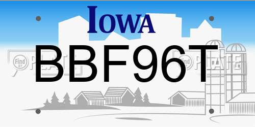 BBF96T Iowa License Plate