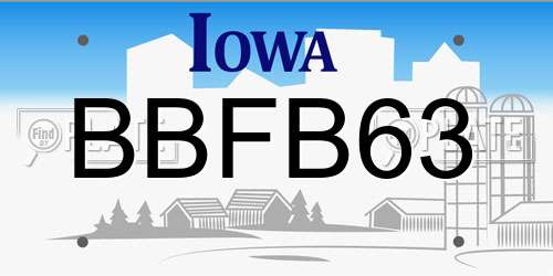 BBFB63 Iowa License Plate