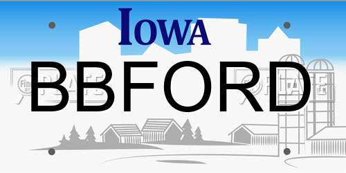 BBFORD Iowa License Plate