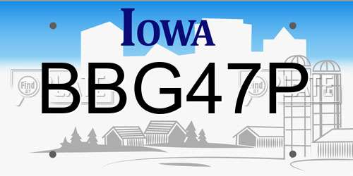 BBG47P Iowa License Plate