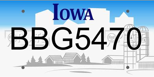 BBG5470 Iowa License Plate