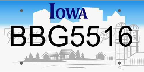 BBG5516 Iowa License Plate