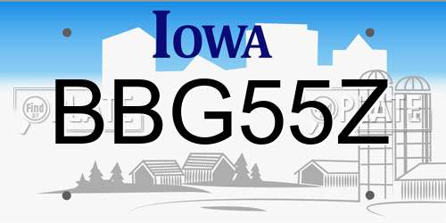 BBG55Z Iowa License Plate