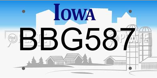 BBG587 Iowa License Plate