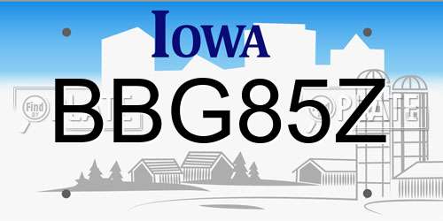 BBG85Z Iowa License Plate