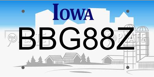 BBG88Z Iowa License Plate