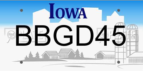 BBGD45 Iowa License Plate
