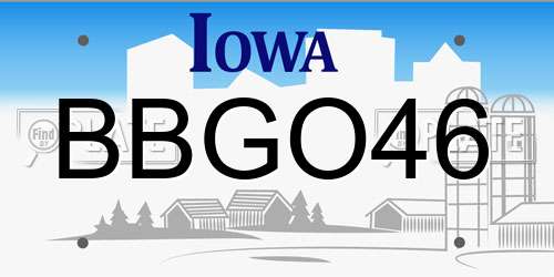 BBGO46 Iowa License Plate
