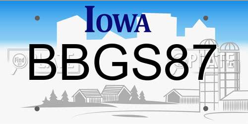 BBGS87 Iowa License Plate
