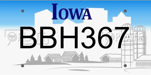 BBH367 Iowa License Plate