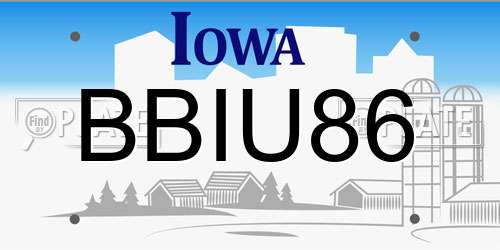 BBIU86 Iowa License Plate