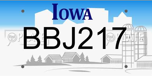 BBJ217 Iowa License Plate