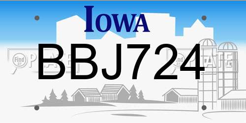 BBJ724 Iowa License Plate